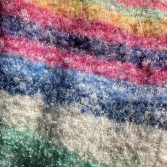 Free People Skye Stripe Throw Blanket 60” x 51” Fringed Boho Striped Fuzzy Cozy - Picture 6 of 14